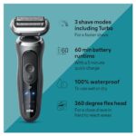 Braun Electric Shaver for Men, Series 7 7177cc, Wet & Dry Shave, Turbo & Gentle Shaving Modes, Waterproof Foil Shaver, Space Grey