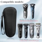 BiSiViO EVA Hard Case for Braun Shaver Series 3/3S/5/5S/7/7S/9/9S/9 pro, Philips Norelco Shaver 3800 S3311/85,S5531/S5535, Shaver Storage Bag, Electric Razor Organizer, Portable Travel Carry Hard Case