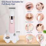 Face Razors for Women, BestMal Bikini Trimmer 5 in 1 Wet/Dry Electric Shaver Razors for Face Nose Eyebrow Beard Mustache Arm Leg Armpit Pubic Area Painless Rechargeable Facial Hair Removal for Women