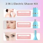 Erkot Nose Hair Trimmer for Men and Women, Eyebrow Trimmer, Electric Shaver Razor 3 in 1, Portable, Waterproof and Rechargeable for Ears, Face, Legs